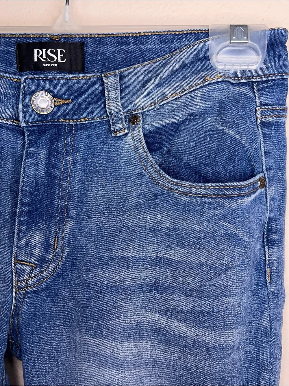 Size 9 Rise Supply Co Blue Denim Jeans Bootcut Style Cotton Blend